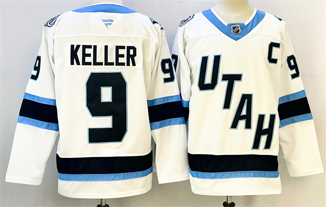 Men's Utah Mammoth #9 Clayton Keller White 2025 With C Patch Stitched Jersey